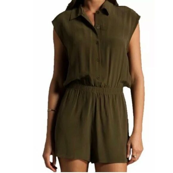 REFORMATION Ricky Army Collared Cut Out Romper - Picture 8 of 8